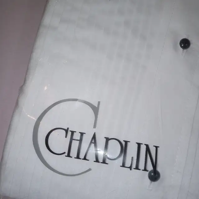 Chaplin Tuxedo Shirt  L  34-35 White with Black Buttons New in Men's in Belleville - Image 5