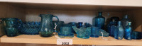 Aqua Glass Miniature bottles, egg cups, Slippers,