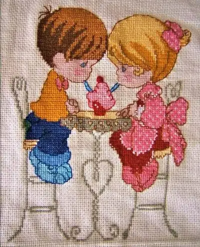 Hand cross stitched Precious Moments design, View more