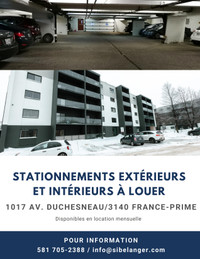 Stationnement / Parking - Sous-terrain ou extérieur - Ste-Foy