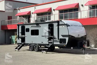 The 2025 Venture Stratus 241VRK is a couple's travel trailer with an innovative floorplan, sleek, mo...