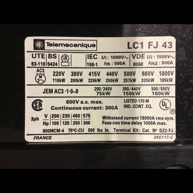 Démarreur Telemecanique 300 HP (LC1FJ43) dans Appareils électroniques  à Drummondville - Image 4