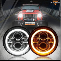 Auxbeam 90W 7" Round LED Lights Conversion Kit for Jeep Wrangler