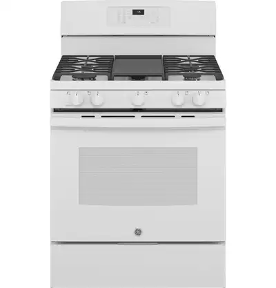 STOVE GE GAS SELF CLEAN CONVECTION WHITE OPEN BOX NEW, View more