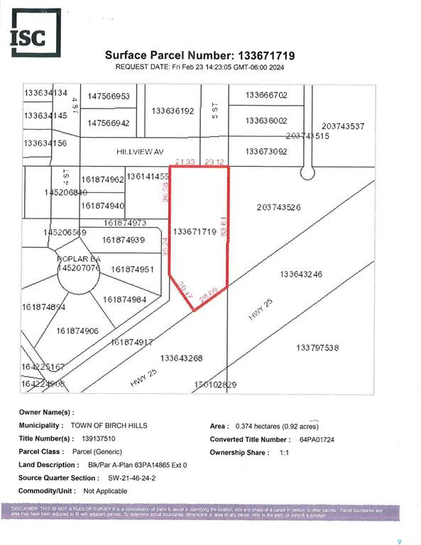 Birch Hills Lot for Sale in Land for Sale in Prince Albert