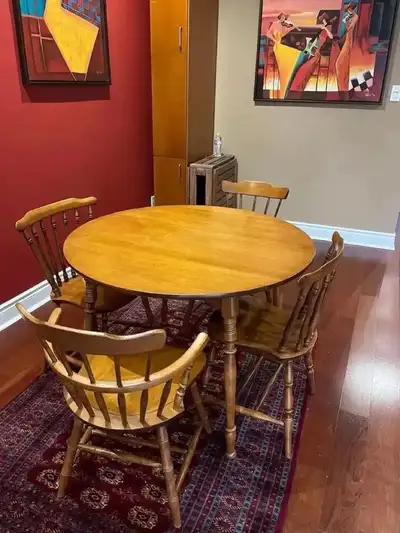 Solid Wood Dining Table & 4 Chairs – Excellent Condition, View more
