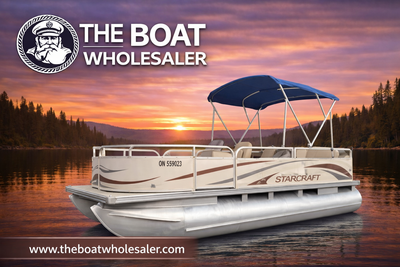 JUST IN – 2008 STARCRAFT 18’ UTILITY PONTOON “TRANSPORTER” – 30HP EFI – BIG 24” LOGS WATER ACCESS •...