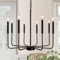 Black Farmhouse Chandelier 8 Light Chandeliers for Dining Room C