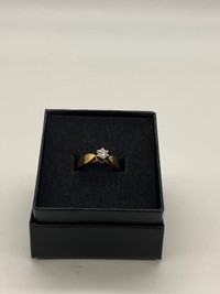 14KT Yellow & White Gold Diamond Solitaire Ring W Appraisal $735