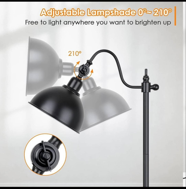 Mlambert Industrial Floor Lamp,63 Inch LED Standing Lamp Modern in Indoor Lighting & Fans in Gatineau - Image 3