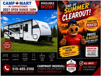 Welcome to CampMart - Ingersoll. PRE-OWNED RV LIQUIDATION SALECampMart RV | 325 Ingersoll Street S,...