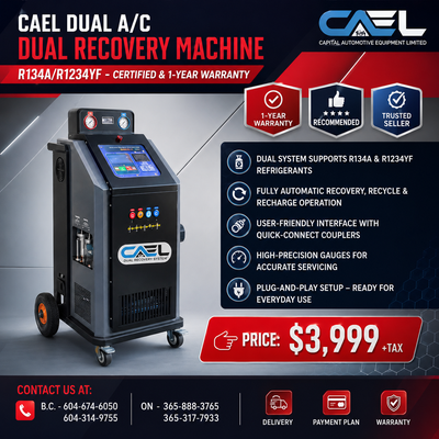 NEW CAEL Dual A/C Dual Recovery Machine R134A/R1234YFCertified &Warranty &Finance 3,999 CAEL Dual A/...