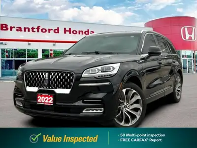 Recognized with an IIHS Top Safety Pick award, the 2022 Lincoln Aviator Grand Touring in elegant Bla...