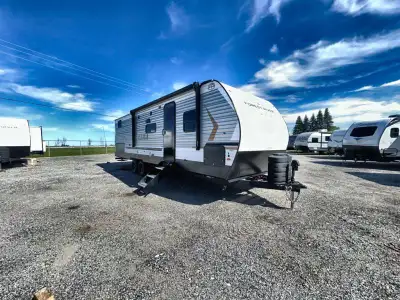Palomino Puma Camping Edition travel trailer 305BHCE highlights: Large Slide Out RV Queen Bed Rear P...
