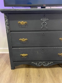 MOVING SALE! Farmhouse shelves, farmhouse dresser, ottoman