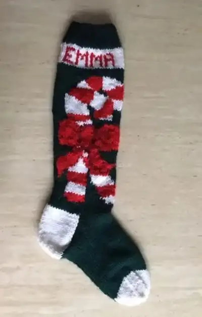 Personalized hand knitted stocking, View more