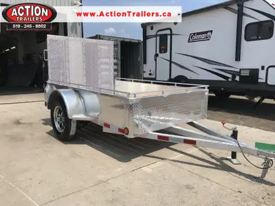 ACTION SERIES 5 X 8 ALL ALUMINUM UTILITY TRAILER WITH SOLID ALUMINUM SIDES AND TOP TIE DOWN RAIL (CO...