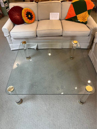 Beautiful square glass coffee table, Acrylic Legs