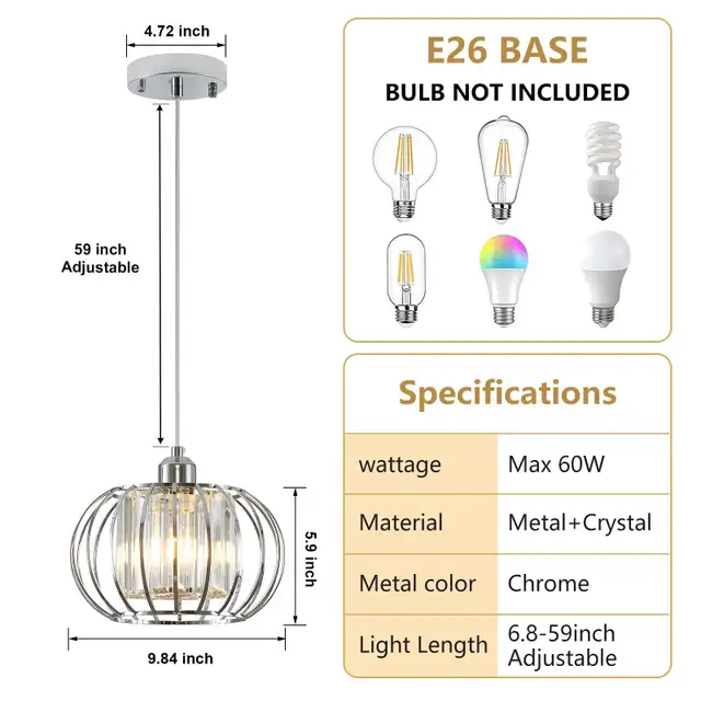 XSDeTu Modern Chrome Pendant LightsBNIB LOT# 955562864362592258122