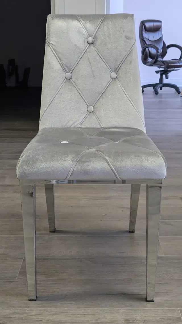 ALISON Dining Chair Grey Fabric, chrome legs | Chairs & Recliners ...