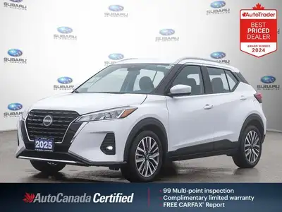 White 2025 Nissan Kicks Play SV FWD CVT with Xtronic 1.6L 4-Cylinder DOHC 16V APPLE CAR PLAY, HEATED...