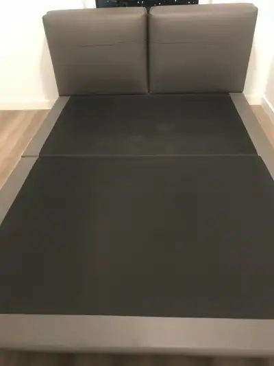 Structube Grey Leather Queen Size Bed, View more