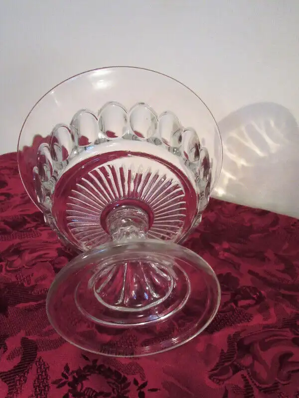 Large Pressed glass Compote, vintage collonial pattern63234861344387126