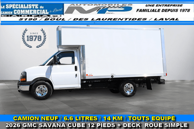 2026 GMC Savana Cargo CAMION NEUF / 14 KM / 6.6 LITRES 8 CYLINDRES / 2026 GMC SAVANA 3500 CUBE 12 PI...