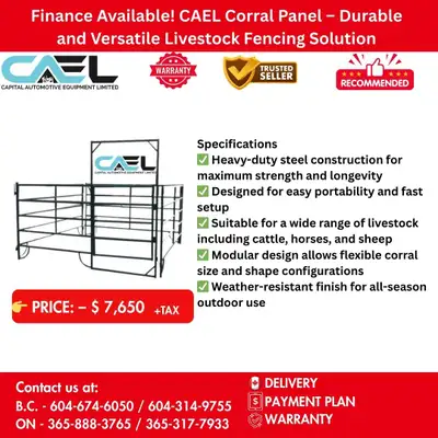 Finance! CAEL Corral Panel Durable and Versatile Livestock Fencing Solution 7,650 The CAEL Corral Pa...