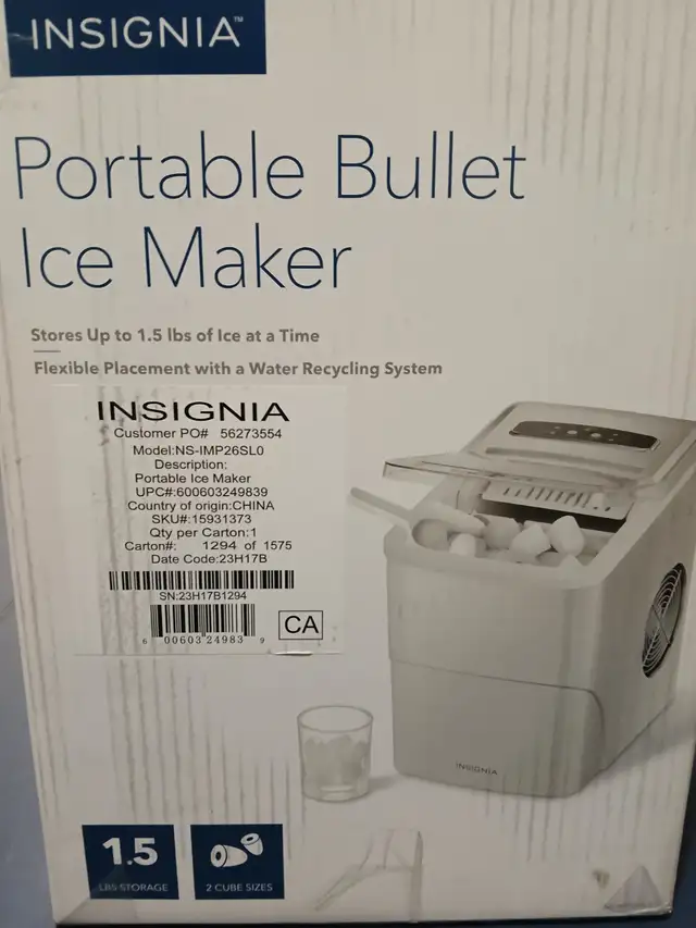 Insignia Portable Ice Maker (NS-IMP26SL0) - Silver for sale in Other in Bedford - Image 7