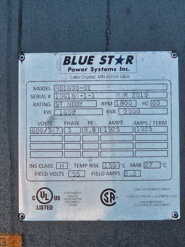 1600 KW 600 V HEAVY DUTY DIESEL GENERATOR  ENCLOSED ON TANK in Heavy Equipment in City of Montréal - Image 6