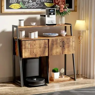 BRAND NEW - Eclife Rustic Wood Buffet Cabinet With Multi-Storage, View more