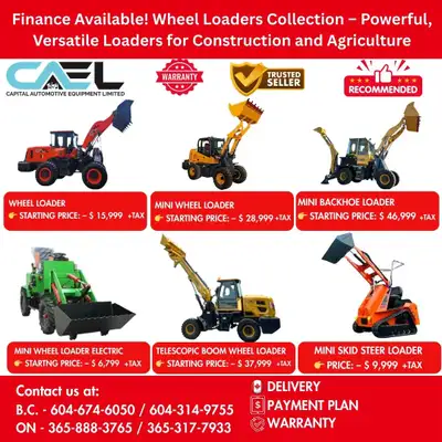 Finance! New CAEL Wheel Loaders Different capacity CERTFIED & WARRANTY INCLUDED 6,799 Explore Capita...