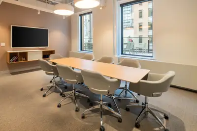Find an office space for rent thats configured to support teams of 10 employees and meets all your n...