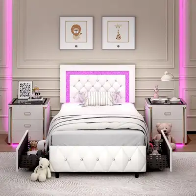 BRAND NEW - BarnFurin Twin Bed Frames with Storage Drawers and L, View more