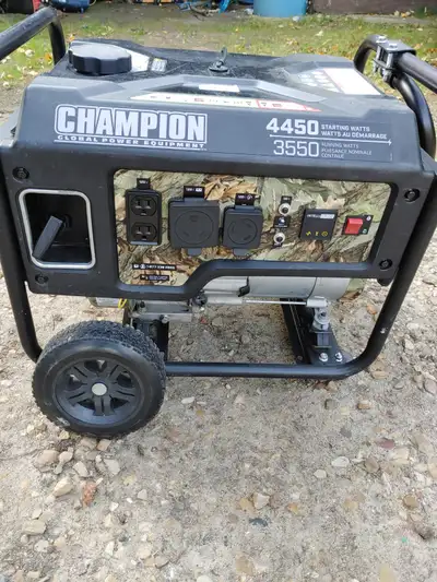 4450 watt generator that comes with the wheels and handle for easy transportation it has 60 hours on...