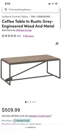 Brand New in Box Coffee Table From Wayfair