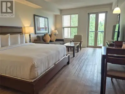 Chardonnay Studio Suites feature an open concept layout. This studio suite features one king bed, on...