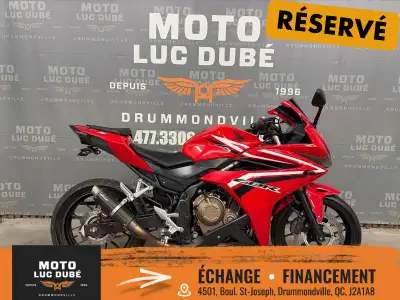 2016 Honda CBR500R Honda CBR500R 2016 18 479 KM FREINS ABS MOTO IMMATRICULÉE RÉGULIÈRE À LA SAAQ Nou...