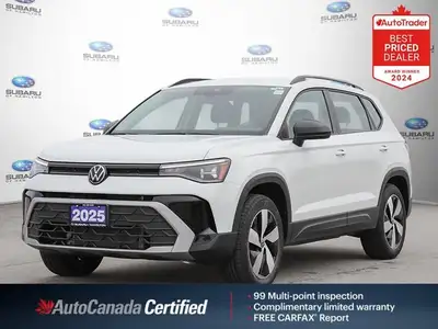 New Price! White 2025 Volkswagen Taos Trendline AWD 8-Speed Automatic 1.5L I4 Turbocharged DOHC 16V...
