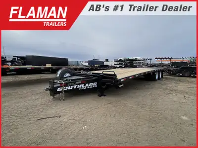 2026 SOUTHLAND 26' INDUSTRIAL FLAT DECK TRAILER Color: Black Axles: (2) 16000lb Hutch Suspension Tir...
