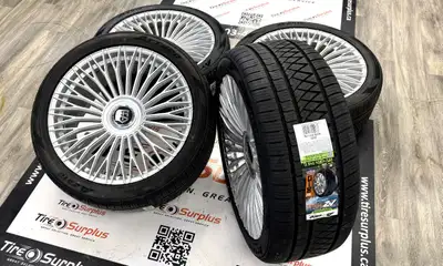 TIS 507S SILVER WHEELS & ATTURO All Weather Tires Fits GMC/Chevy 1500, Cadillac Escalade, Yukon Dena...