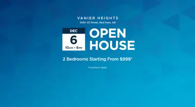 OPEN HOUSE EVENT: Saturday, December 6th from 10am - 6pm Broadstreet's Vanier Heights offers 1, 2, a...
