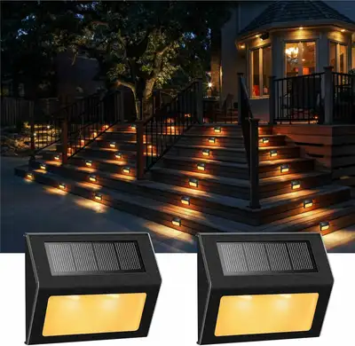 6 Pack Solar Lights for Fence Posts, Steps, Decks, Pathway, Yard Stairs, Outdoor LED Lighting, Rainp...