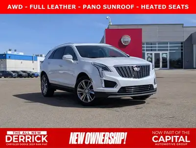 The pre-owned 2024 Cadillac XT5 Premium Luxury AWD in Mary Kay Pearl with a Jet Black interior deliv...