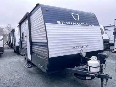 Keystone Springdale Mini travel trailer 1660RB highlights: Full Rear Bath Front Olympic RV Queen Bed...