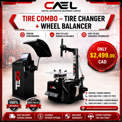 The CAEL TCWB100 combines a powerful tire changer and precision wheel balancer in one professional p...