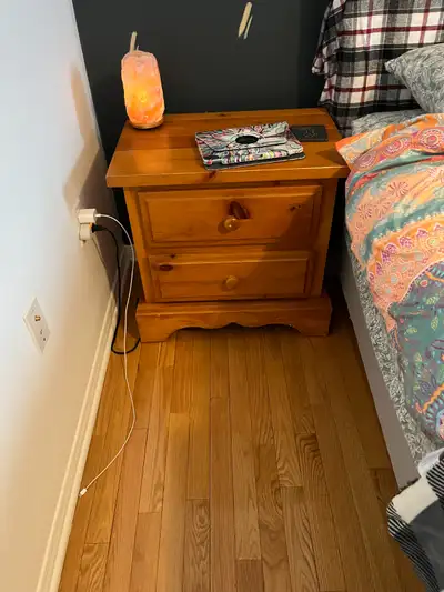 Used Solid Pine wood dresser with matching nightstands, View more
