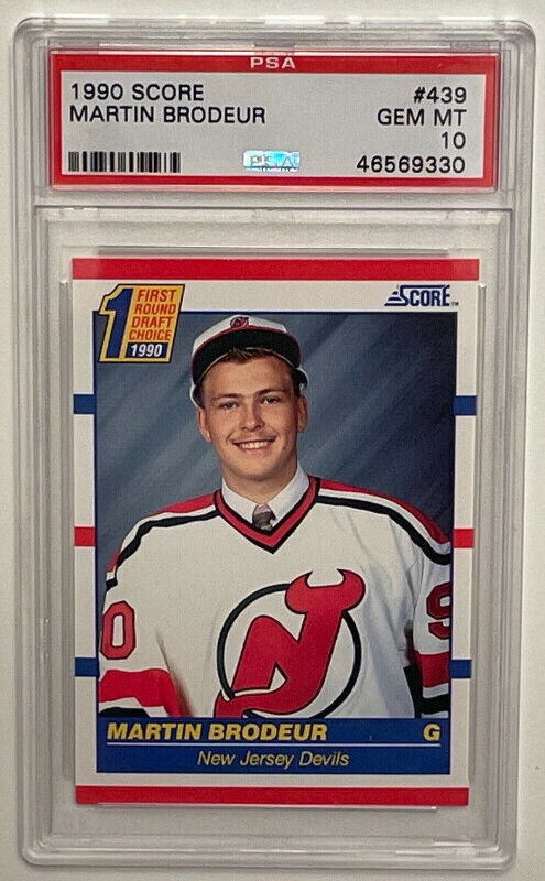 MARTIN BRODEUR 1990 SCORE ROOKIE CARD PSA 10 GRADED HOCKEY CARD in Arts & Collectibles in City of Toronto