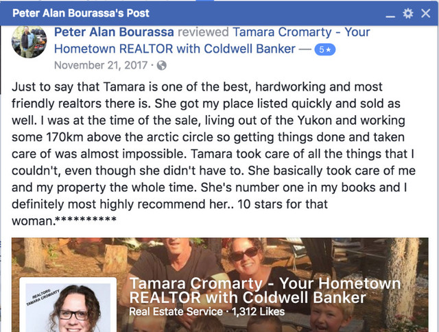 5 Star Reviews from Real Customers for REALTOR® Tamara Cromarty dans Services immobiliers  à Whitehorse - Image 2